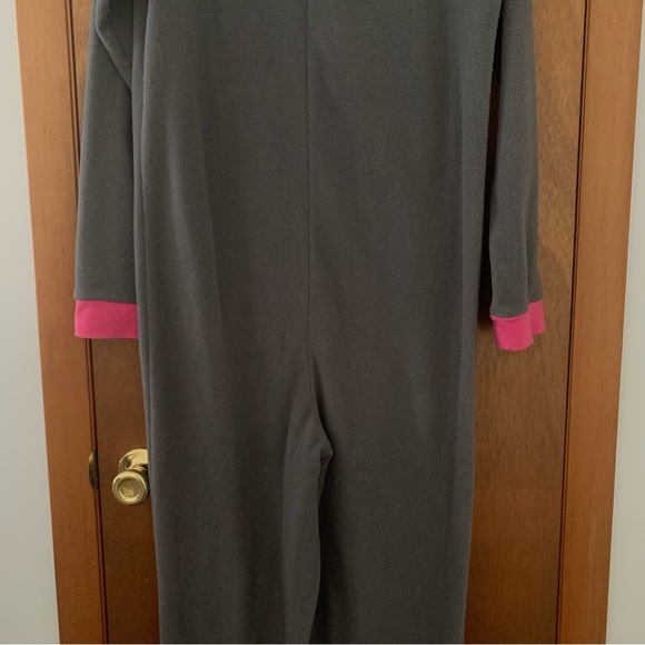 Women’s L SLEEPYHEADS Gray & Hot Pink Zip Front Fleece 1-PC Pajamas w/ Pockets - Picture 11 of 12